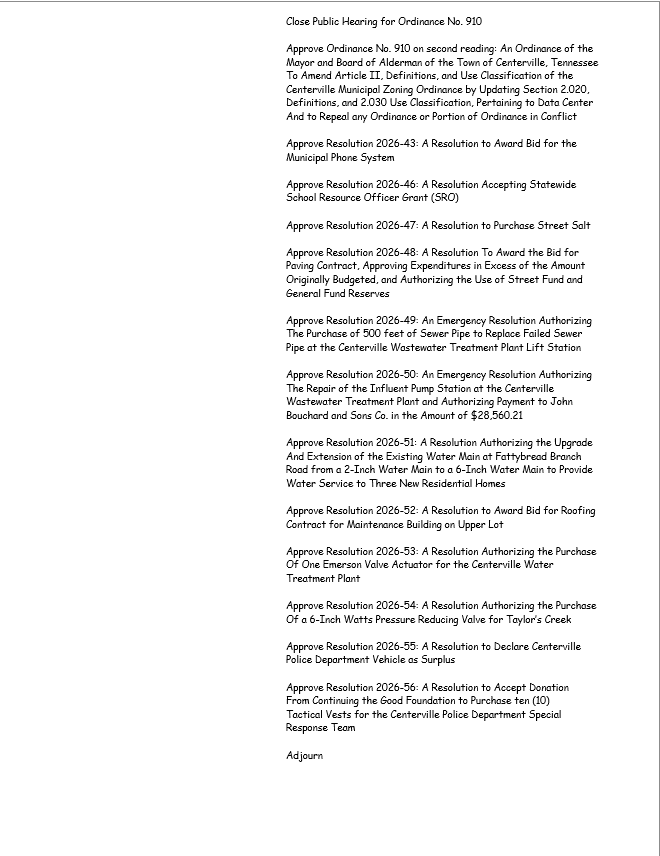September 8 2026 agenda page 2 amended