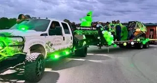 A long line of Halloween Floats